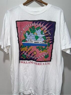 90s Holland America Line white T-shirt Size XL